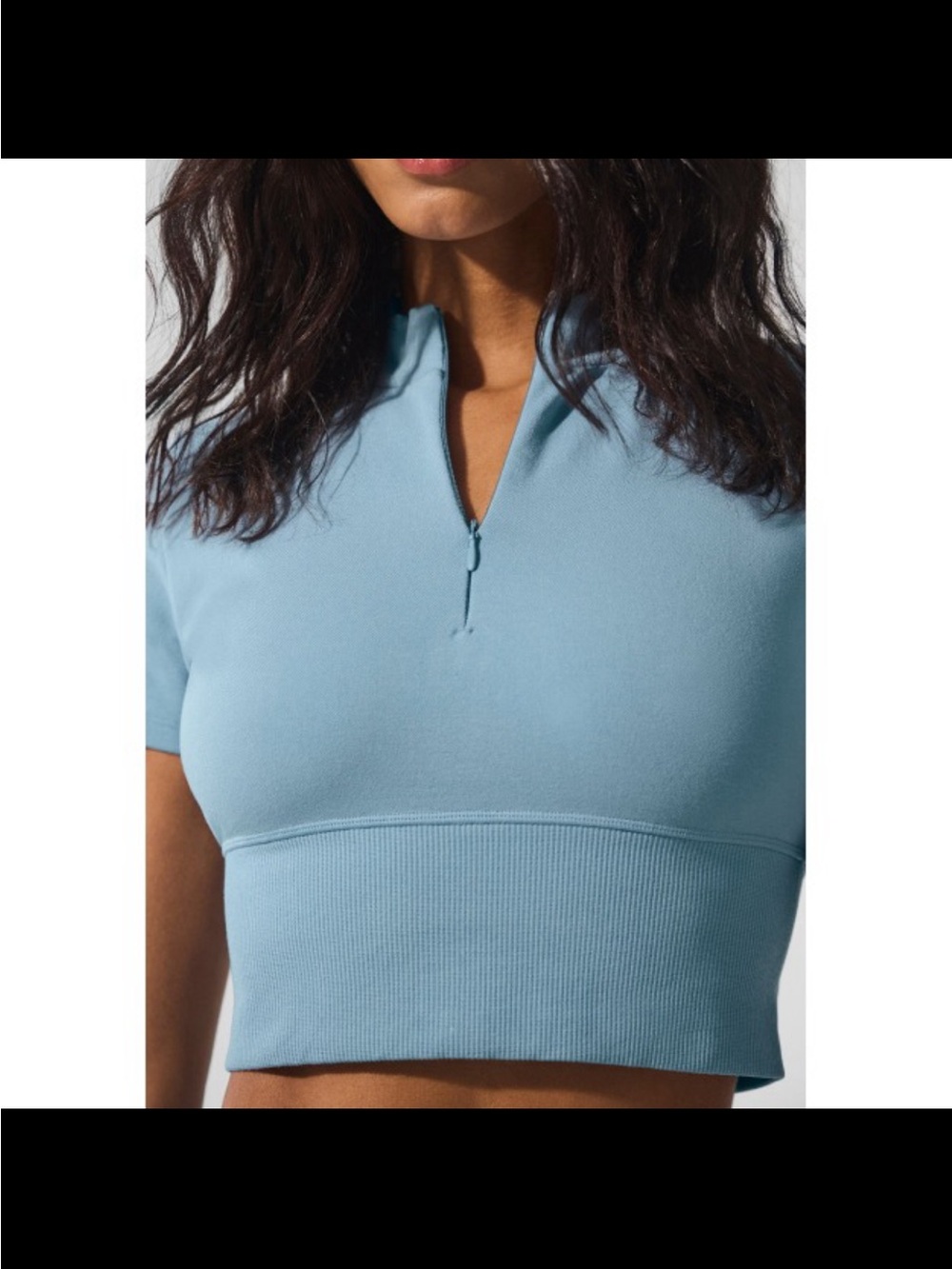 ALO Yoga Light Blue Cropped Short Sleeve Pullover